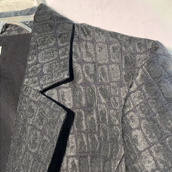 CHICO'S Sephia Croc Embossed Charcoal/Black Subtle Sheen Blazer SZ M (8) - Picture 5 of 16